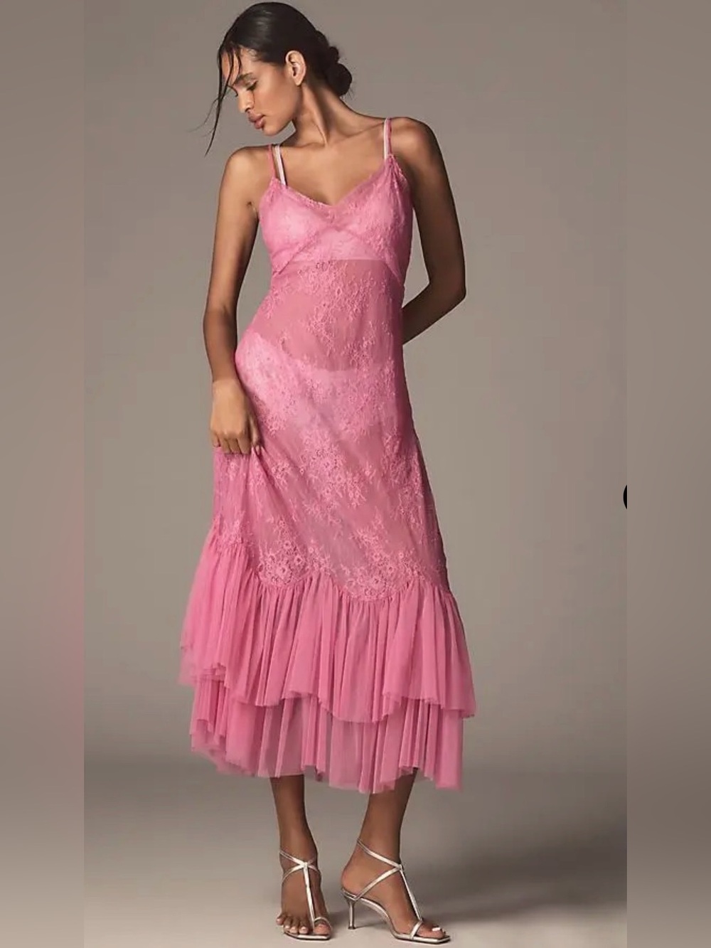 Anthropologie Let Me Be Sheer Lace Midi Dress